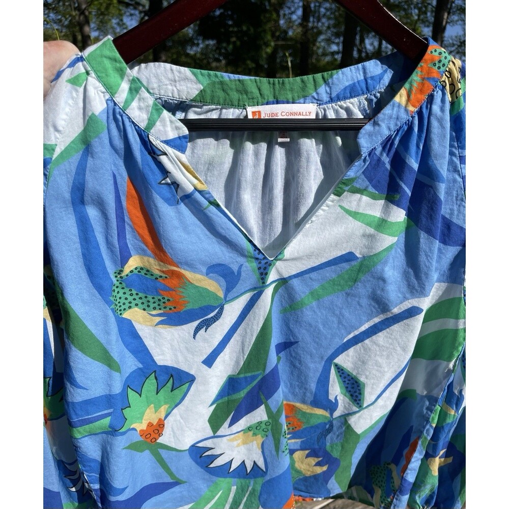Jude Connally Lilith Top Blouse Blue Floral V Neck Lined Ladies XS